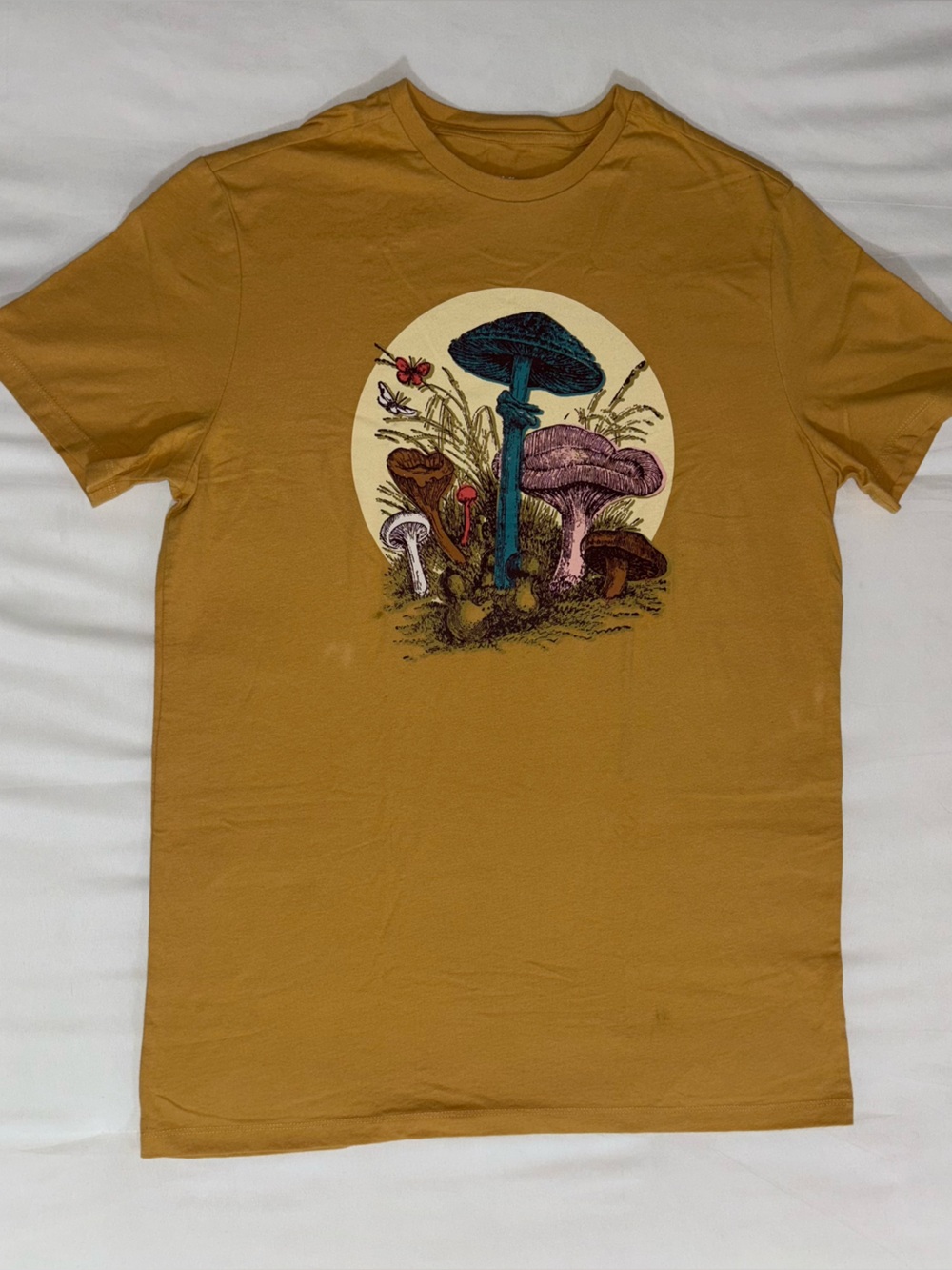 Goodfellow & Co Mustard Short-Sleeve Tee with Multicolor Mushroom Graphic